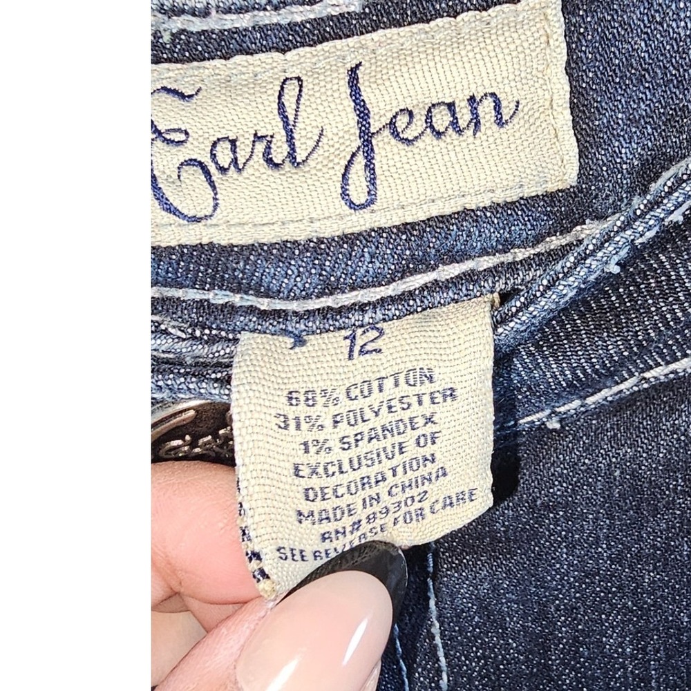 Earl Jean Women's Dark Wash Capri Jeans Embellished Pockets Size 12 - Picture 4 of 4